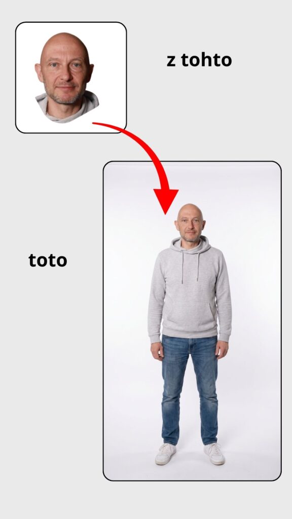 Z fotky tváre AI vytvorila fotku celej postavy